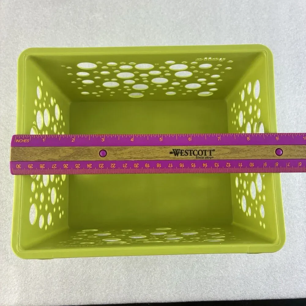 Vintage Yaffa Plastic Storage Crate Lime Green Stackable 9x6x7 Bin Bubbles Small